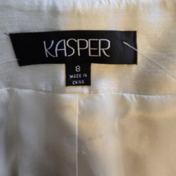 Vintage-Inspired Kasper Ivory 3-Piece Suit Set Jacket Top Skirt Size 8 Wedding - Picture 11 of 16